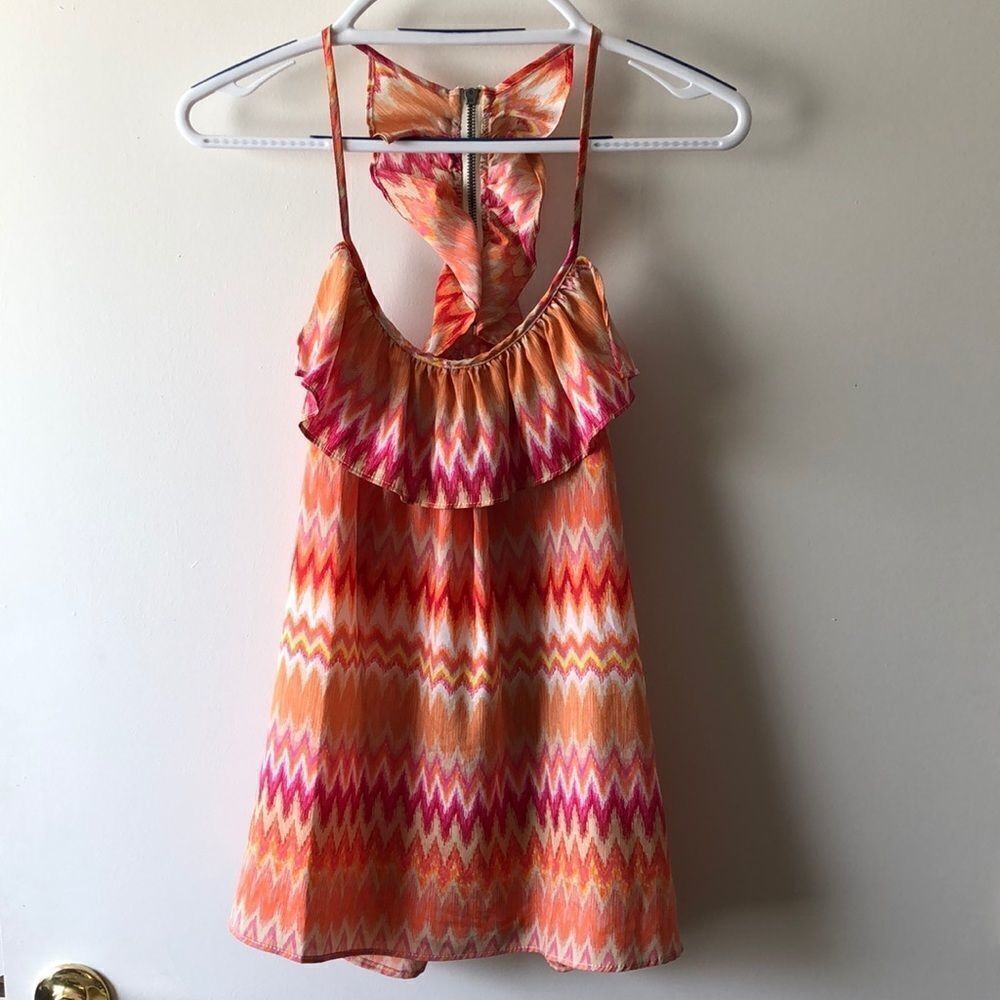 Ali & Kris Ruffled Racerback Tank L Gently Used